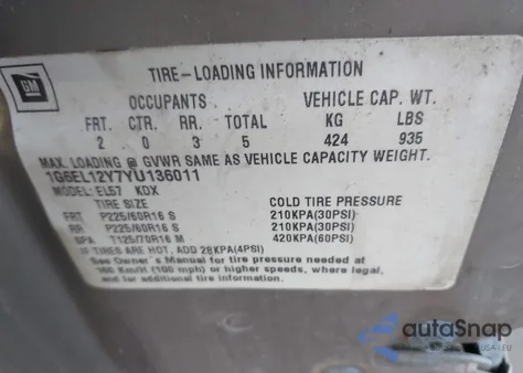 2000 Cadillac Eldorado Esc from USA, damaged, VIN 1G6EL12Y7YU136011